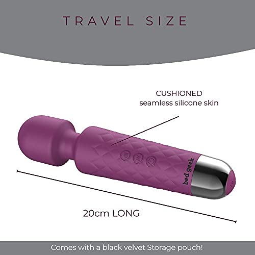 Wand Masażer z Nową Funkcją Zapamiętywania od bed geek Bezprzewodowy Ręczny Elektryczny Masażer do Masażu Miękki Silikon 20 Trybów 8 Prędkości (Fioletowy) - obrazek 5