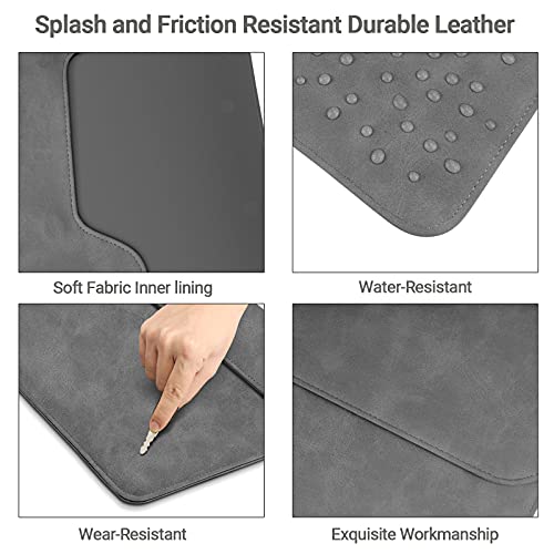 TECOOL 13 Calowy Pokrowiec Laptop Wodoodporny Ochronny Sztuczna Skóra dla 2018-2020 MacBook Air 13 Cali M1A2337/A1932/A2179, 2016-2020 MacBook Pro 13 M1A2338, XPS 13, Microsoft Surface Pro X 7 -Szary - obrazek 5