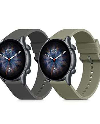 kwmobile 2 x sportowa bransoletka kompatybilna z Huami Amazfit GTR (47 mm) / GTR 2 / GTR 2e / GTR3 / GTR 3 Pro - pasek z silikonu TPU, zestaw trackerów fitness, pastelowy zielony szary