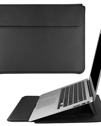 HoYiXi Etui na laptopa o przekątnej 13,3 cala, etui ze skóry PU, kompatybilne z MacBook Air M1 M2 2022-2018 / MacBook Pro 13 M2 2022-2016, Surface Pro 8 2021 / Surface Go 3 2021, pokrowiec na rękaw ze stojakiem czarny