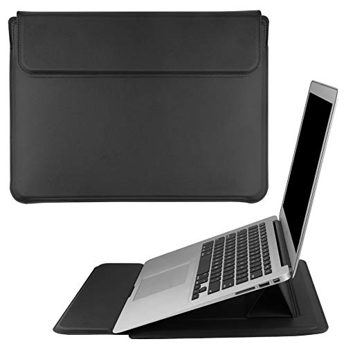 HoYiXi Etui na laptopa o przekątnej 13,3 cala, etui ze skóry PU, kompatybilne z MacBook Air M1 M2 2022-2018 / MacBook Pro 13 M2 2022-2016, Surface Pro 8 2021 / Surface Go 3 2021, pokrowiec na rękaw ze stojakiem czarny