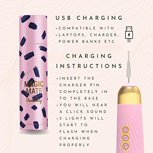 Vandelay Magic Mate Massage Stick - Wireless & Waterproof - Personal Body Massager - Memory Edition - 2+ Hours Battery Life (Pink) - obrazek 3
