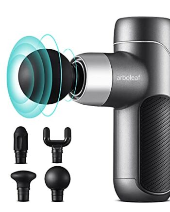 arboleaf Pistolet do masażu, mini pistolet do masażu, 0,37 kg, mały, lekki pistolet do masażu z 4 silikonowymi nakładkami, 4 prędkościami 3000 obr./min, cichy pistolet do rozluźnienia mięśni, 2000 mAh USB C