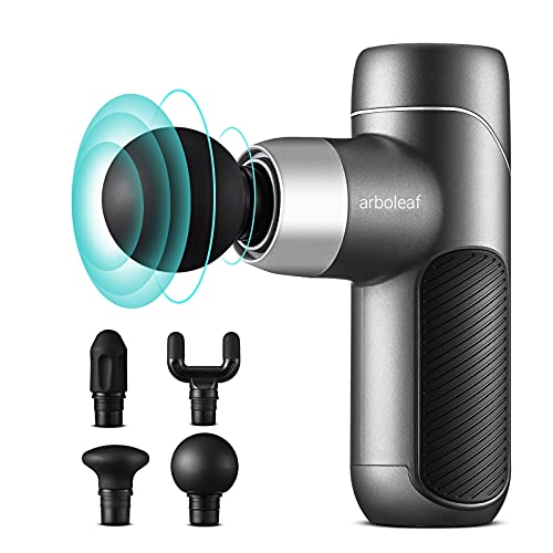arboleaf Pistolet do masażu, mini pistolet do masażu, 0,37 kg, mały, lekki pistolet do masażu z 4 silikonowymi nakładkami, 4 prędkościami 3000 obr./min, cichy pistolet do rozluźnienia mięśni, 2000 mAh USB C