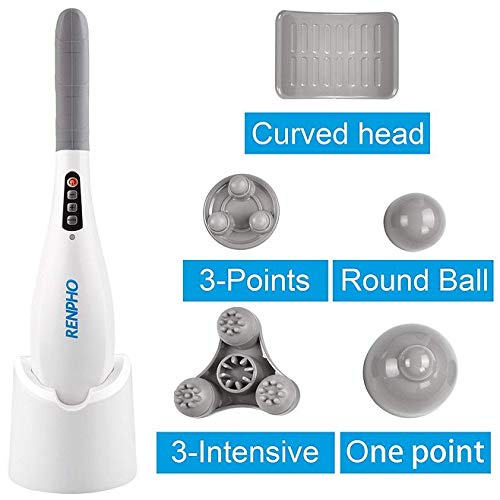 Masażer, RENPHO Ręczny Masażer do Głębokich Tkanek z Akumulatorem o Dużej Pojemności 2600mAh do Mięśni, Pleców, Stóp, Szyi, Ramion, Nóg, Lydek Uśmierzanie Bólu i Masaż Całego Ciała, Biały - obrazek 3