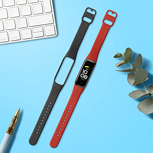 kwmobile Paski do zegarków kompatybilne z Samsung Galaxy Fit 2 - paski zestaw 2 wymiennych pasków silikonowych - czarny/czerwony - obrazek 8