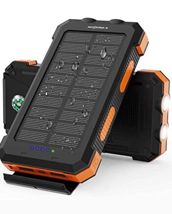 X-DRAGON Solar Power Bank 24000 mAh wodoszczelna przenośna ładowarka solarna z dwoma wejściami (USB C i Micro), podwójna latarka, kompas do telefonów komórkowych, laptopów, na kemping (pomarańczowa)
