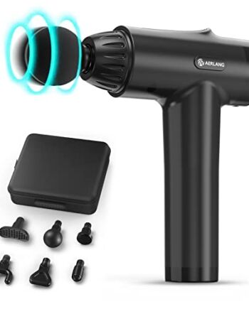 Aerlang Pistolet do masażu mięśni, masażer, pistolet do masażu z 20 dostrojonymi poziomami intensywności, masażer mięśni z ekranem dotykowym LCD, pistolet do powięzi z 6 głowicami do masażu (czarny)