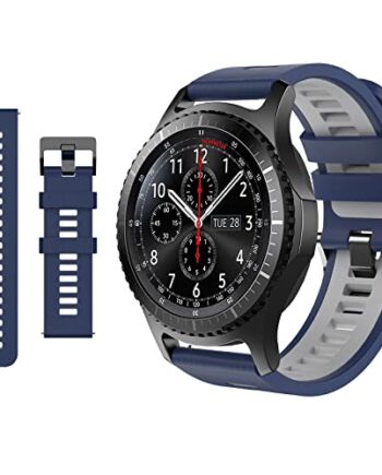 TiMOVO Band Compatible with Samsung Gear S3 Frontier/Galaxy Watch 46mm/Watch 3 45mm, 22mm Silicone Replacement Band for Vivoactive 4/Huawei Watch GT 3 2 Pro/GT3 46mm/GT2 46mm/GT 2e,Midnight Blue/White