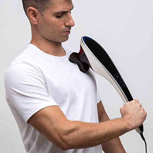 EGO® MINI Masażer do ciała (nowy model 2022) - Przenośny masażer elektryczny - Masaż Shiatsu i masaż ugniatający - 4 wymienne głowice dopasowujące się do dowolnej części ciała - obrazek 9