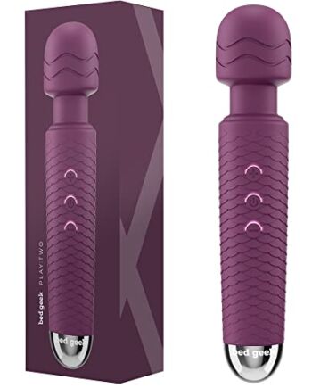 Wand Masażer od bed geek Bezprzewodowy Ręczny Masaż Elektryczny z Miękkiego Silikonu 25 Trybów Wodoodporny Akumulator Ładowany na USB (Fioletowy)