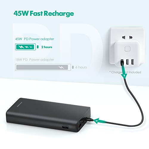 Charmast Power Bank 23800mAh 65W USB C Quick Charge 3.0 Power Delivery zewnętrzny akumulator PD przenośna ładowarka do laptopów, Dell XPS, Lenovo, iPhone 12/11/X/XR, iPad, Huawei, Samsung - obrazek 6