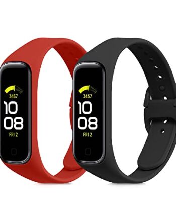 kwmobile Paski do zegarków kompatybilne z Samsung Galaxy Fit 2 - paski zestaw 2 wymiennych pasków silikonowych - czarny/czerwony