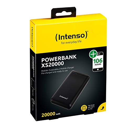 Intenso Power Bank XS 20000, przenośna ładowarka (20000 mAh, kompatybilna ze smartfonem/tabletem PC i innymi), czarna, 7313550 - obrazek 3