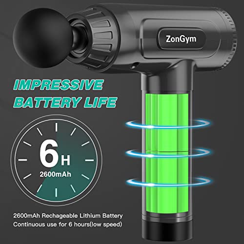 Massage Gun Deep Tissue, Percussion Muscle Massager Gun, 30 Speeds Quiet Handheld Massager for Muscle Neck Back Shoulder , LCD Touch Screen with 10 Heads - obrazek 5