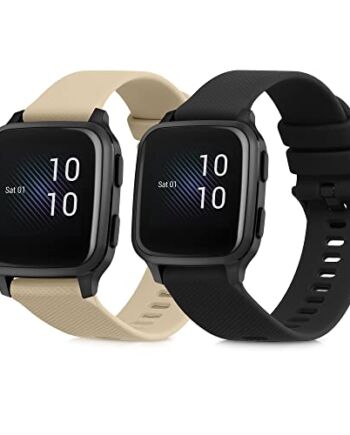 kwmobile Paski do zegarków kompatybilne z Garmin Venu Sq Music / Sq - paski zestaw 2 wymiennych pasków silikonowych - czarny/szary