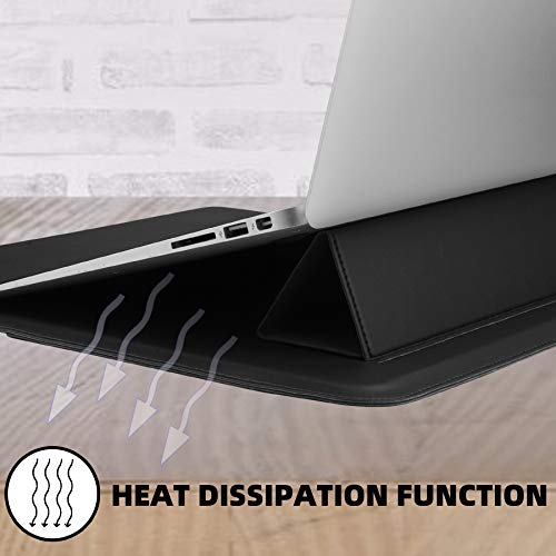 HoYiXi Etui na laptopa o przekątnej 13,3 cala, etui ze skóry PU, kompatybilne z MacBook Air M1 M2 2022-2018 / MacBook Pro 13 M2 2022-2016, Surface Pro 8 2021 / Surface Go 3 2021, pokrowiec na rękaw ze stojakiem czarny - obrazek 3