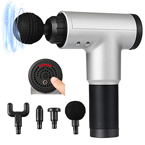 Surplex Pistolet do masażu mięśni Deep Tissue, pistolet do masażu całego ciała, urządzenie do masażu ręcznego, elektryczny z 4 głowicami do masażu i 6 prędkościami, urządzenie wibracyjne, mięśnie