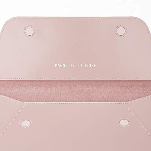 Comfyable Skórzany pokrowiec na laptopa 13-13,3 cala do MacBook Pro i MacBook Air - PVC skórzana koperta rękaw obudowa na komputer do Mac, różowy - obrazek 4