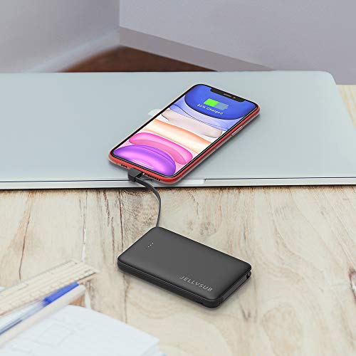 JELLYSUB Mini Power Bank z wbudowanymi kablami, zewnętrzna bateria 5000 mAh, przenośna ładowarka do iPhone'a, iPada i innych smartfonów - obrazek 3