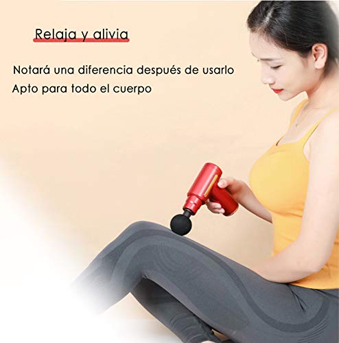 azorex Pistolet do Masażu Mięśni Mini Tkanina z 6 poziomami 4 Osobista Głowica Masażera (Czarna) - obrazek 4