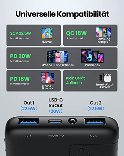 INIU Power Bank, 22.5W Powerbank Szybkie Ladowanie 10000mAh USB C in & - obrazek 3