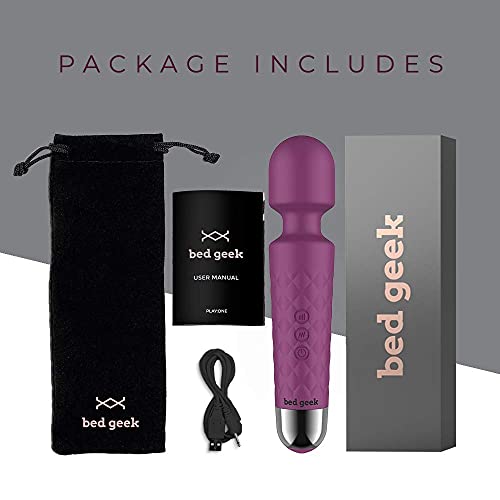 Wand Masażer z Nową Funkcją Zapamiętywania od bed geek Bezprzewodowy Ręczny Elektryczny Masażer do Masażu Miękki Silikon 20 Trybów 8 Prędkości (Fioletowy) - obrazek 2