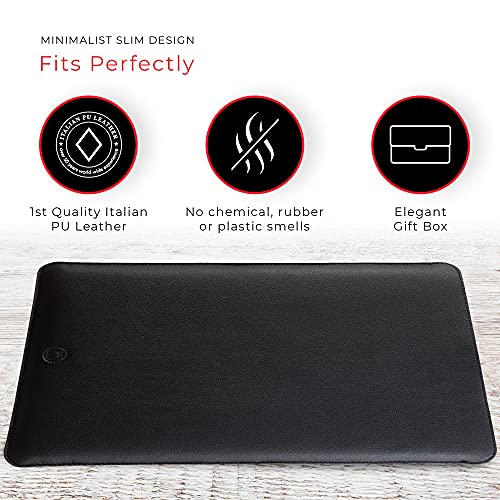 Pokrowiec na laptopa ze skóry PU, pokrowiec na laptopa z wyściółką z naturalnej wełny, kompatybilny z MacBook Pro Sleeve i MacBook Air, pokrowiec na laptopa HP, rękaw na laptopa 15 cali, rękaw na laptopa 14-calowy - czarny - obrazek 7