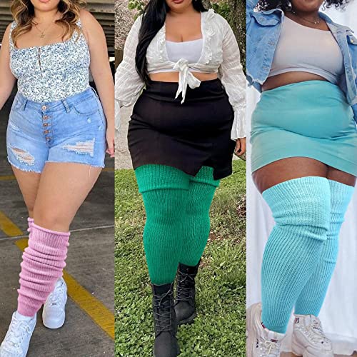 DRESHOW Plus Rozmiar Zakolanówki Akarpetki w Paski Over Knee Długie Bu - obrazek 8