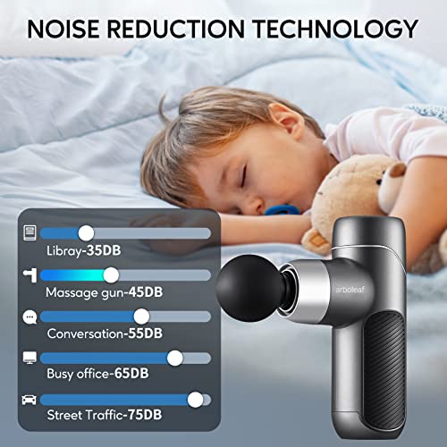 arboleaf Pistolet do masażu, mini pistolet do masażu, 0,37 kg, mały, lekki pistolet do masażu z 4 silikonowymi nakładkami, 4 prędkościami 3000 obr./min, cichy pistolet do rozluźnienia mięśni, 2000 mAh USB C - obrazek 4