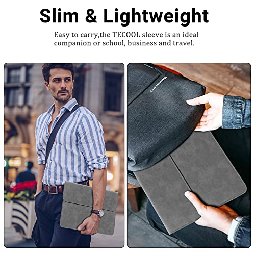 TECOOL 13 Calowy Pokrowiec Laptop Wodoodporny Ochronny Sztuczna Skóra dla 2018-2020 MacBook Air 13 Cali M1A2337/A1932/A2179, 2016-2020 MacBook Pro 13 M1A2338, XPS 13, Microsoft Surface Pro X 7 -Szary - obrazek 2