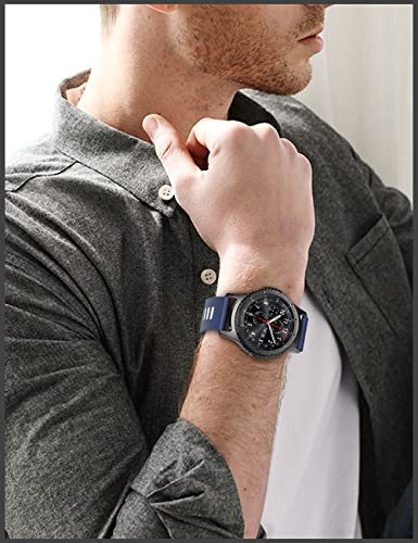 TiMOVO Band Compatible with Samsung Gear S3 Frontier/Galaxy Watch 46mm/Watch 3 45mm, 22mm Silicone Replacement Band for Vivoactive 4/Huawei Watch GT 3 2 Pro/GT3 46mm/GT2 46mm/GT 2e,Midnight Blue/White - obrazek 2