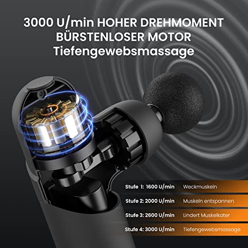 Mebak Mini Pistolet do masażu Perkusja głęboko tkankowa Masażer do mięśni Pistolet Elektryczny ręczny do łagodzenia bólu pleców Przenośny z 6 głowicami 4 prędkościlektryczny ręczny do łagodzenia bólu pleców Przenośny z 8 głowicami 6 prędkości - obrazek 9