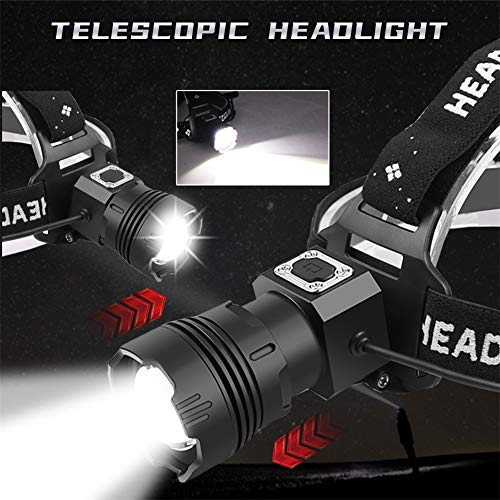 Bardzo jasna latarka czołowa XHP99 LED z czujnikiem ruchu, bardzo jasna, 10 000 lumenów, ładowana przez USB, wodoszczelna, 5 trybów do badania jasności, na kemping, do jazdy na rowerze i do obserwacji w nocy (w zestawie baterie) - obrazek 8