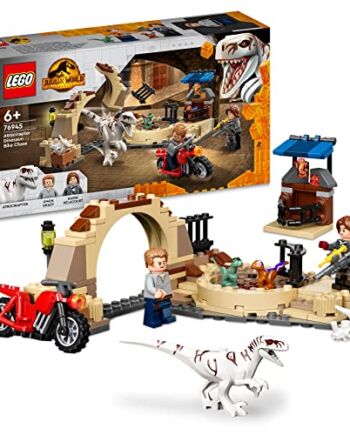 LEGO Jurassic World 76945 Atrociraptor: pościg na motocyklu — zabawa w dinozaury (167 elementów)