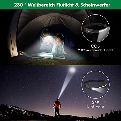 Reflektor LED Akumulator, inteligentny reflektor z czujnikiem COB&XPE Super jasny reflektor i reflektor 230 ° z 5 trybami światła, wodoodporny lekki reflektor dla dzieci i dorosłych Jogging - obrazek 4