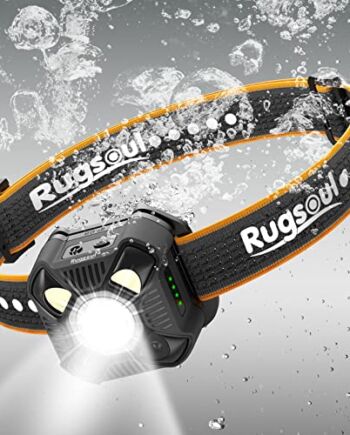 Rugsoul Reflektor przedni z czerwonym światłem, odporny na wstrząsy i kurz, IP68, lekka przednia lampa LED na kemping, wędrówki, wędkowanie, rower i polowanie