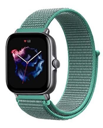 KoGiio Pasek 20 mm, kompatybilny z Amazfit GTS 3, GTS 2e, GTS 2 Mini/GTS 2, GTS, nylonowy męski i damski, miękki, lekki pasek do zegarka, kompatybilny z Amazfit GTR 42 mm/Bip/Bip S/Bip Lite/Bip U Pro-zielony