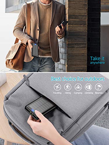 Solarny Powerbank 30000 mAh, akumulator zewnętrzny: Power Bank przenośna ładowarka do użytku na zewnątrz, z 2 gniazdami USB i latarką, do telefonów komórkowych, do smartfonów, tabletów i innych - obrazek 4