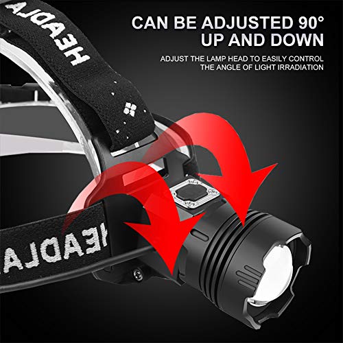 Bardzo jasna latarka czołowa XHP99 LED z czujnikiem ruchu, bardzo jasna, 10 000 lumenów, ładowana przez USB, wodoszczelna, 5 trybów do badania jasności, na kemping, do jazdy na rowerze i do obserwacji w nocy (w zestawie baterie) - obrazek 7