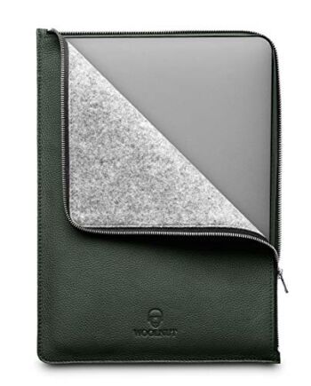 Woolnut Skórzane etui z zamkiem błyskawicznym do 16-calowego MacBooka Pro - Zielony