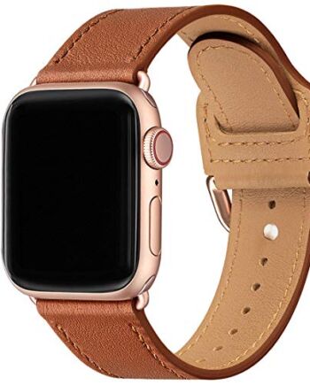 SUNFWR Pasek kompatybilny z Apple Watch 38 mm/ 40 mm/ 42 mm/ 44 mm, cienki i lekki pasek skórzany, kilka kolorowych pasków do iWatch serii 6/5/4/3/2/1, SE