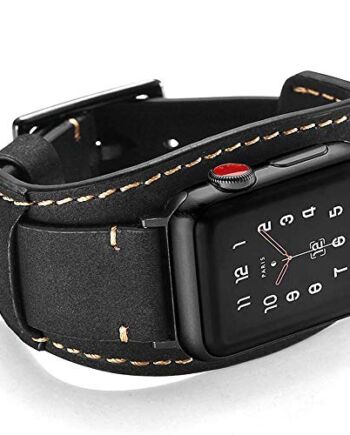 Pasek kompatybilny z Apple Watch 44 mm, 42 mm, prawdziwa skóra, pasek