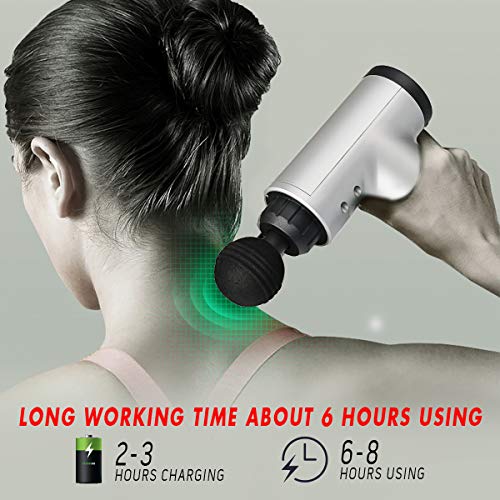 Surplex Pistolet do masażu mięśni Deep Tissue, pistolet do masażu całego ciała, urządzenie do masażu ręcznego, elektryczny z 4 głowicami do masażu i 6 prędkościami, urządzenie wibracyjne, mięśnie - obrazek 5