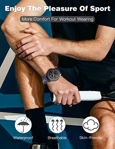 TiMOVO Band Compatible with Samsung Gear S3 Frontier/Galaxy Watch 46mm/Watch 3 45mm, 22mm Silicone Replacement Band for Vivoactive 4/Huawei Watch GT 3 2 Pro/GT3 46mm/GT2 46mm/GT 2e,Midnight Blue/White - obrazek 5