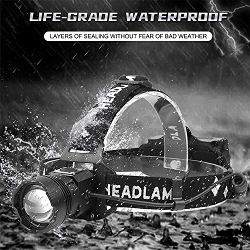 Bardzo jasna latarka czołowa XHP99 LED z czujnikiem ruchu, bardzo jasna, 10 000 lumenów, ładowana przez USB, wodoszczelna, 5 trybów do badania jasności, na kemping, do jazdy na rowerze i do obserwacji w nocy (w zestawie baterie) - obrazek 2