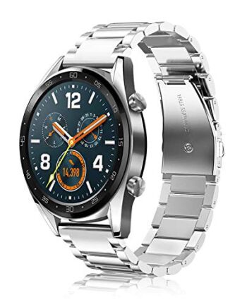 Fintie Pasek kompatybilny z Huawei Watch GT3 / GT3 Pro 46 mm / GT2 Pro / GT2e / GT 46 mm / Watch 3 / 3 Pro Smartwatch – pasek do zegarka ze stali nierdzewnej, metalowy pasek zamienny