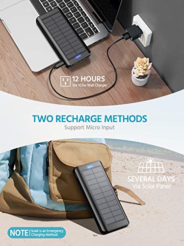 Solarny Powerbank 30000 mAh, akumulator zewnętrzny: Power Bank przenośna ładowarka do użytku na zewnątrz, z 2 gniazdami USB i latarką, do telefonów komórkowych, do smartfonów, tabletów i innych - obrazek 5