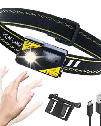 Lampa czołowa LED, super jasny czujnik ruchu, 1000 lumenów, 5 trybów świecenia, lampa czołowa LED, do biegania, do czytania w nocy, na kemping, do biegania, wędkowania, przygód górskich, w zestawie kabel USB