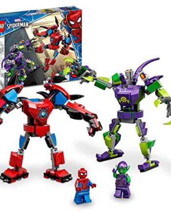 LEGO 76219 Marvel Spider-Man & Green Goblin Mech figurki bitewne z minifigurkami superbohaterów, zabawki do budowania dla dzieci w wieku 7 lat plus